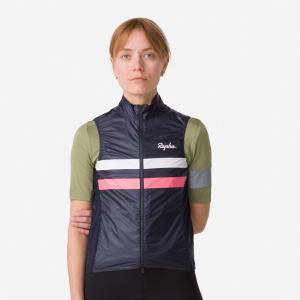Rapha Brevet Gilet Kadın Yelek Lacivert Pembe Beyaz | 10293-MXOU