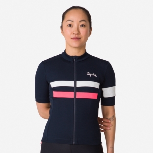 Rapha Brevet Kadın Jersey Lacivert Pembe Beyaz | 25490-GKLP