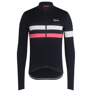 Rapha Brevet Long Sleeve Erkek Jersey Lacivert Pembe Beyaz | 98562-AXLK