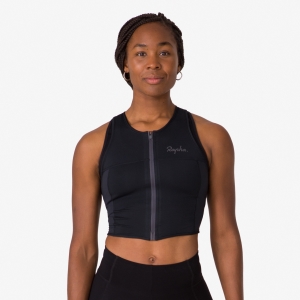 Rapha Cropped Zip Tank Kadın Jersey Siyah Siyah | 59462-TGOF