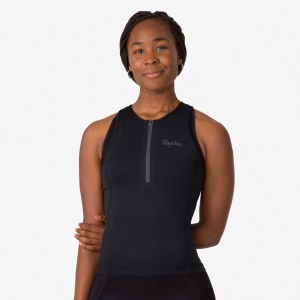 Rapha Half Zip Tank Kadın Jersey Siyah Siyah | 08657-ZPNC